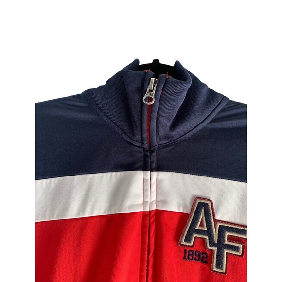 Vintage Abercrombie & Fitch Full Zip Track Jacket Mens Size Red Blue Large Y2K - Picture 4 of 14